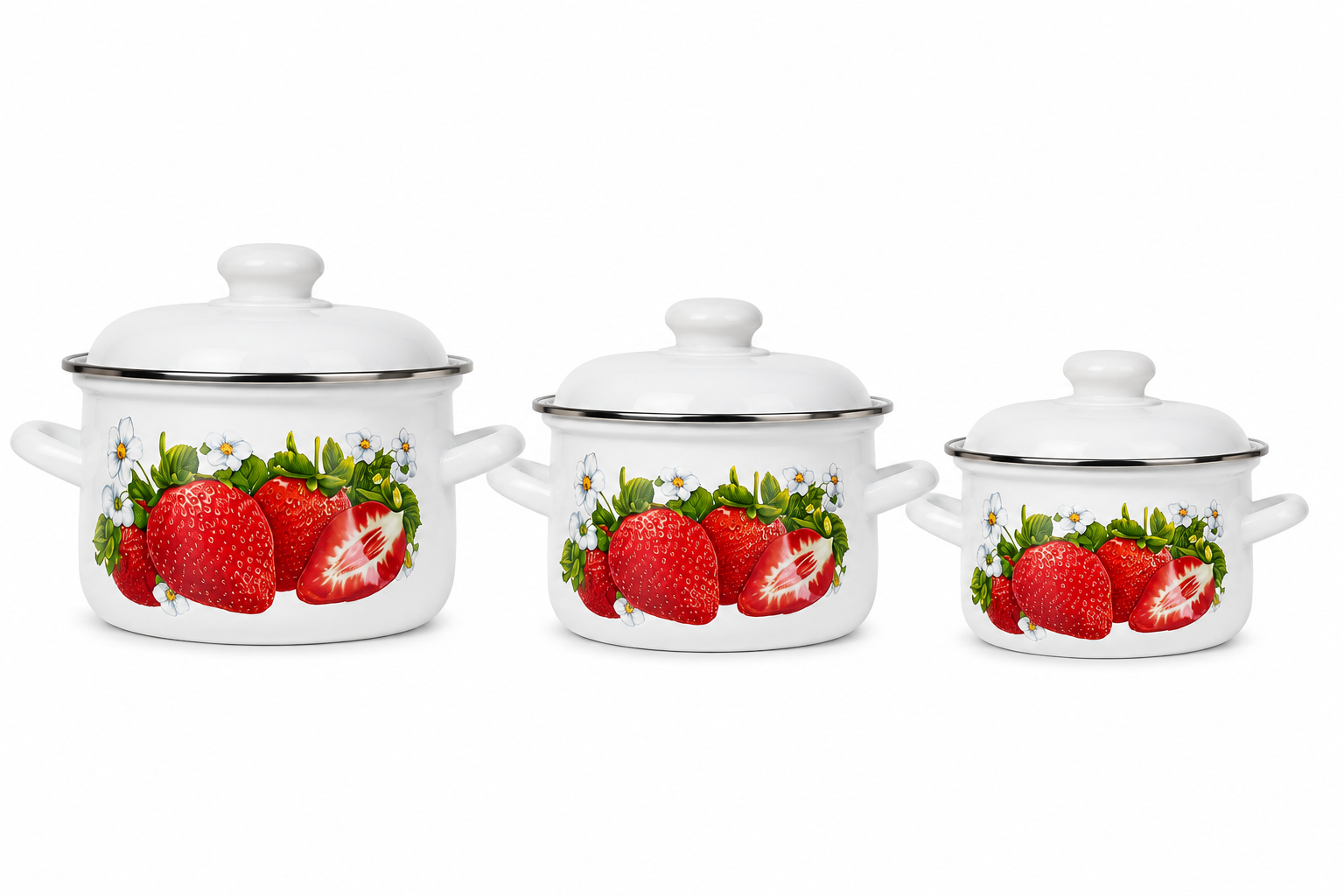Çiyələk Emal Qazan Dəsti — 3-lü Set
